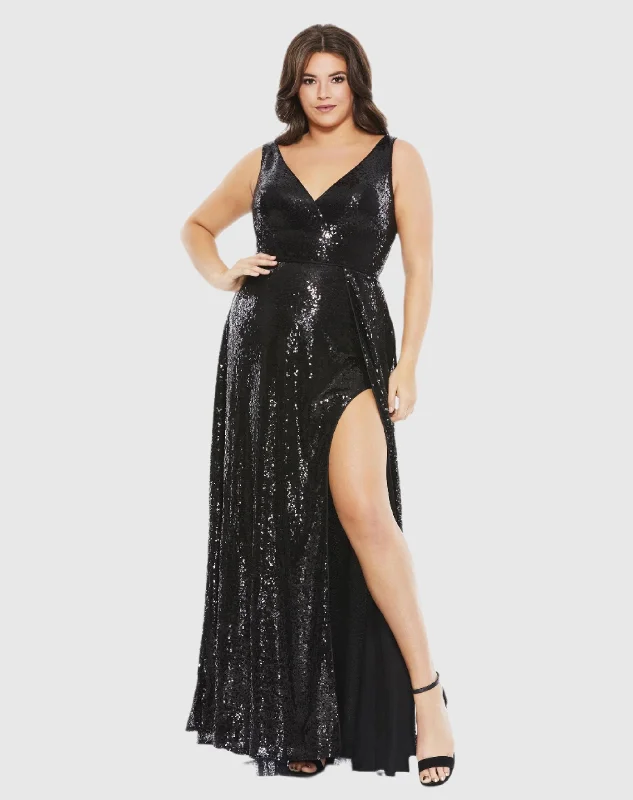 Sexy Back Sequined Evening Gown (Plus)