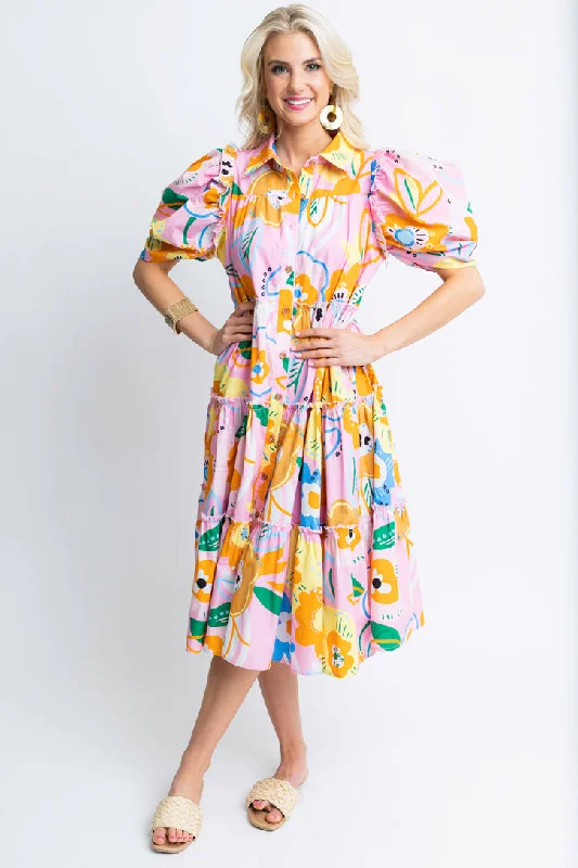 Artist Floral Midi Dress