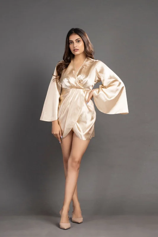 Dare Me Champagne Satin dress