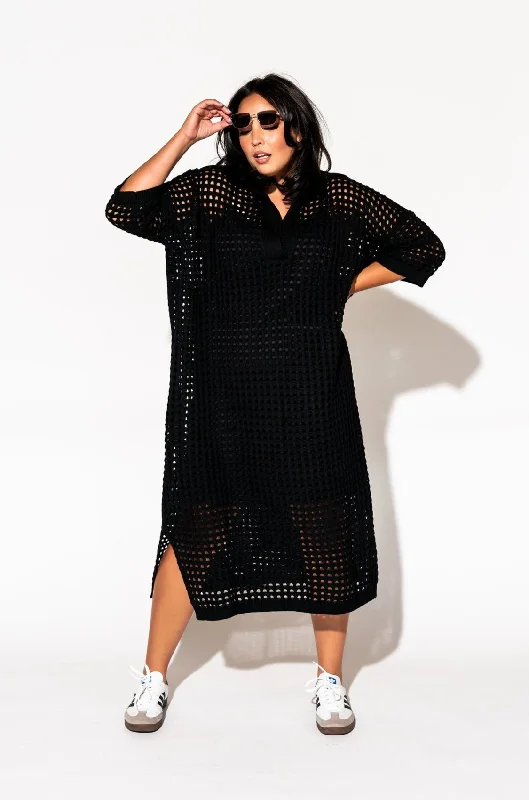 Be Bold Oversized Knit Dress + Slip in Black