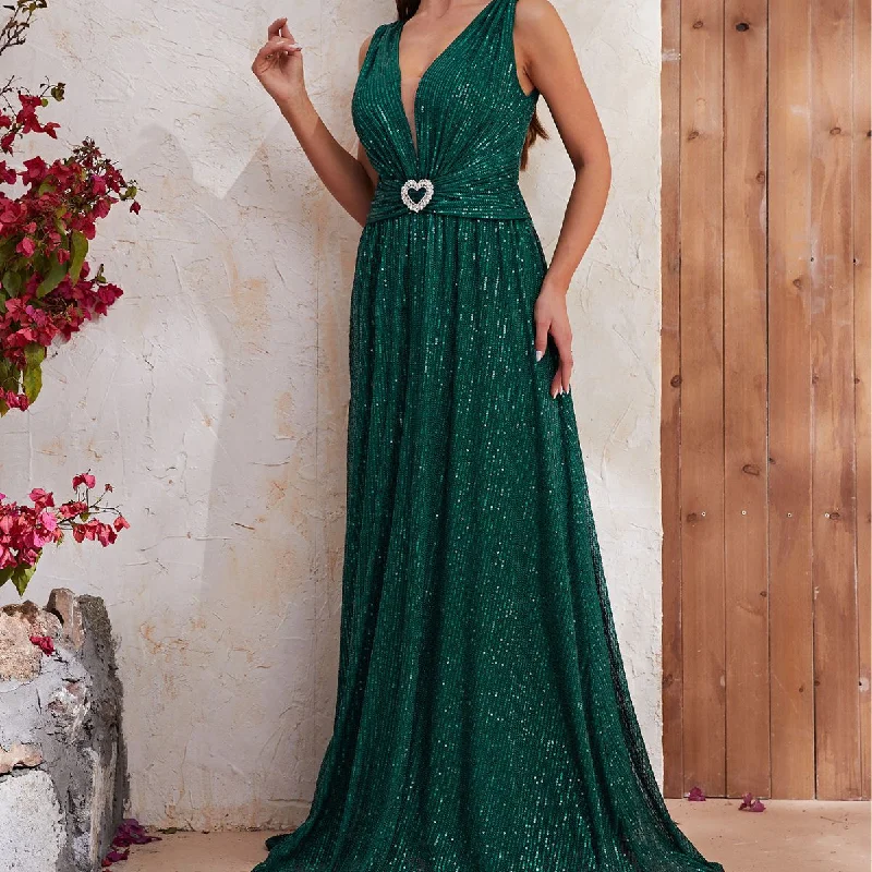 NiDELL New Cross-Border Dress Sequined Sleeveless V-neck Prom Party Dress Fishtail Dress Floor-Length Dress-Mgt574