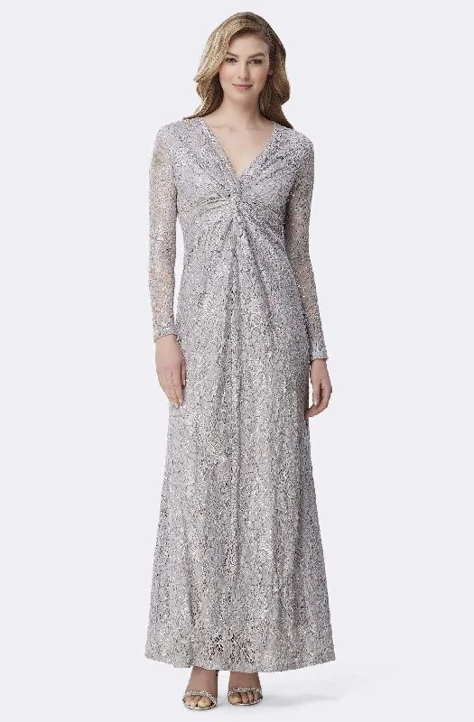 Tahari ASL - TLMU9KE769 Embellished Long Sleeve V-neck Sheath Dress