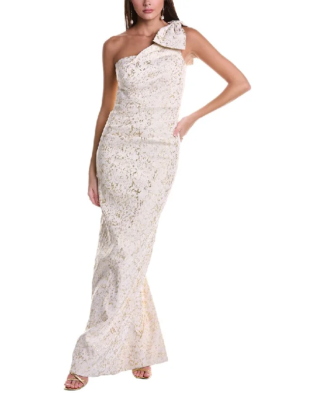 Teri Jon by Rickie Freeman One-Shoulder Gown