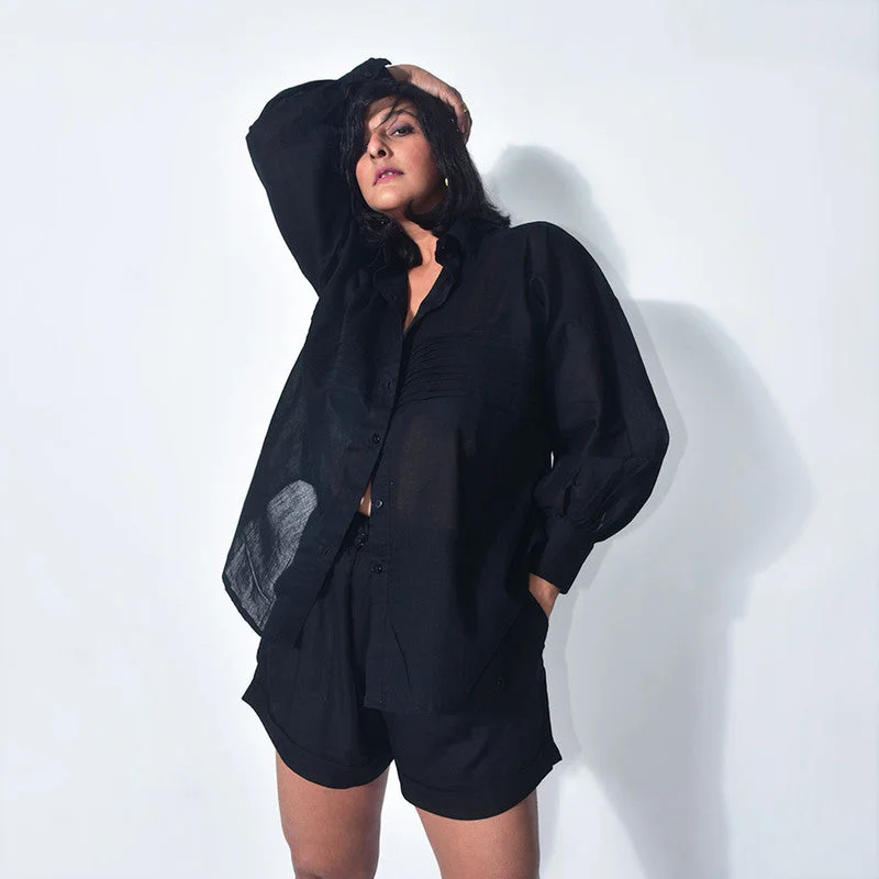 Cotton Oversized Shirt | Black