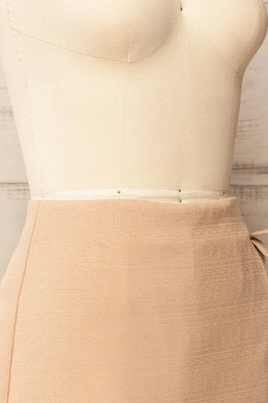 Akron | Beige Skort w/ Bow Detail