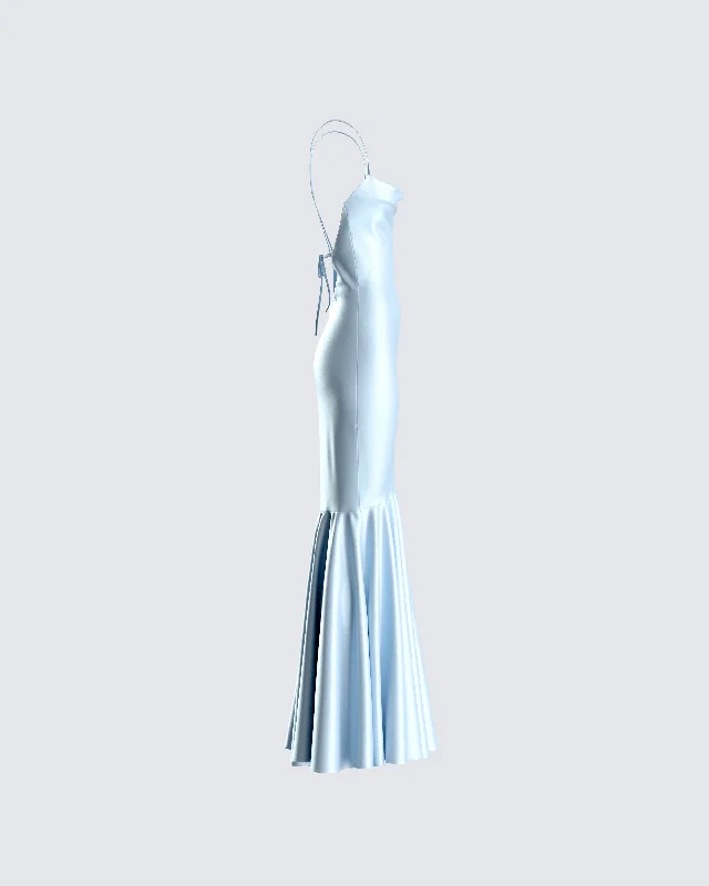 Anya Blue Cowl Low Back Gown