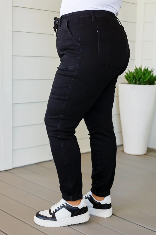 Judy Blue Double Cuff Joggers in Black