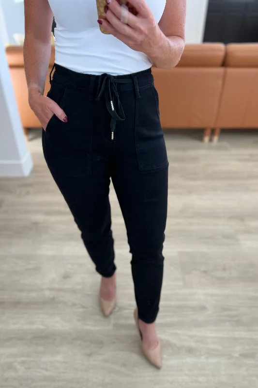 Judy Blue Double Cuff Joggers in Black