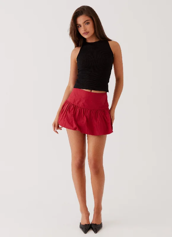 Hotel California Low Rise Mini Skirt - Red