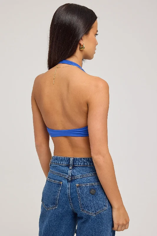 L&t Halter Twist Bralette Blue