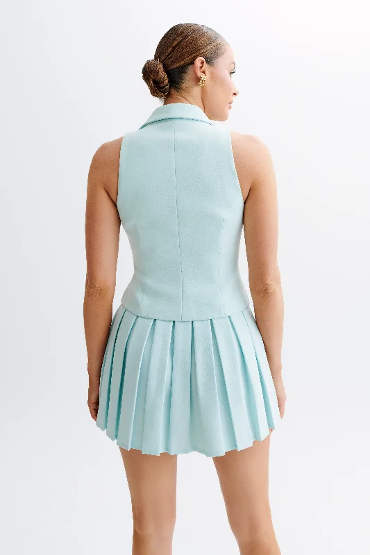 Mura Pleated Mini Skirt - Ice Blue