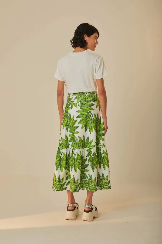 Off-White Palm Fan Organic Cotton Maxi Skirt