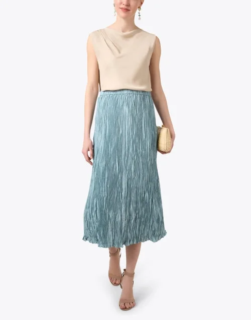 Seafoam Green Crushed Silk Skirt