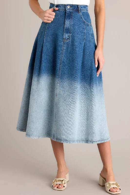 Urban Blues Ombré Denim Midi Skirt