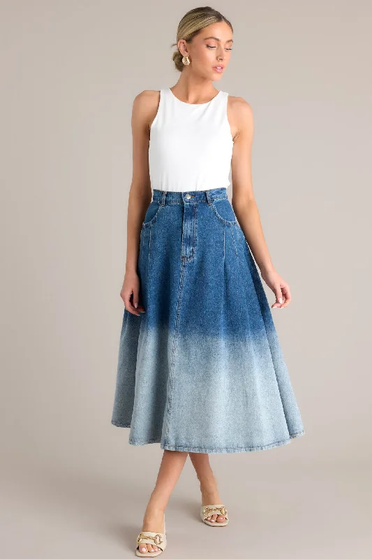 Urban Blues Ombré Denim Midi Skirt