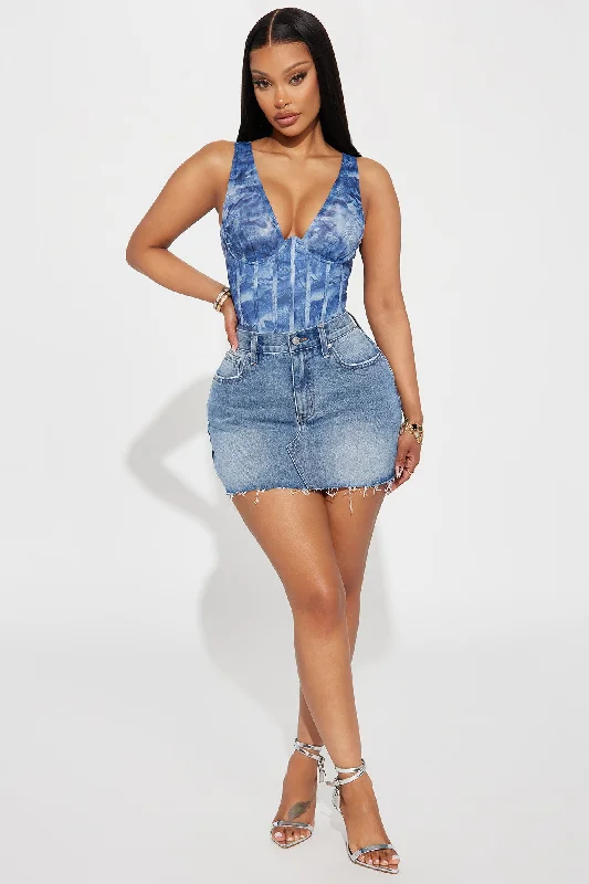 Cassidie Denim Mini Skirt - Medium Wash