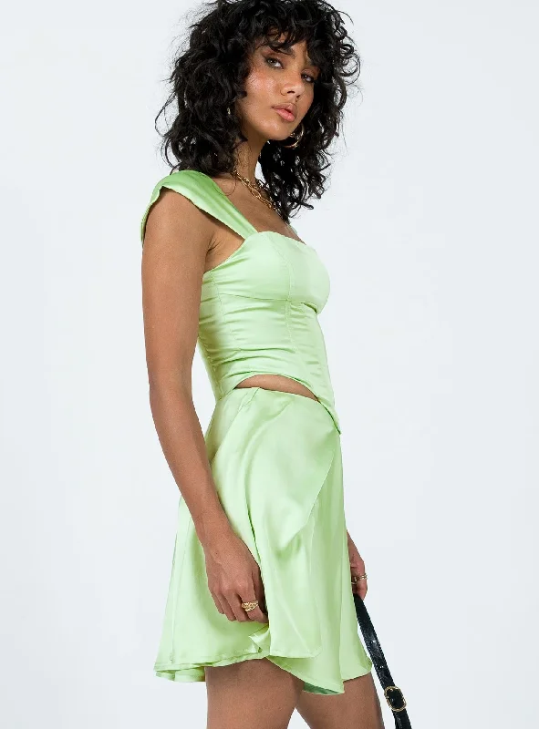 Cornell Satin Mini Skirt Green