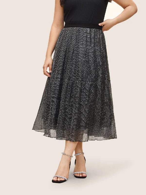 Glitter Mesh Patchwork Texture Pocket Skirt