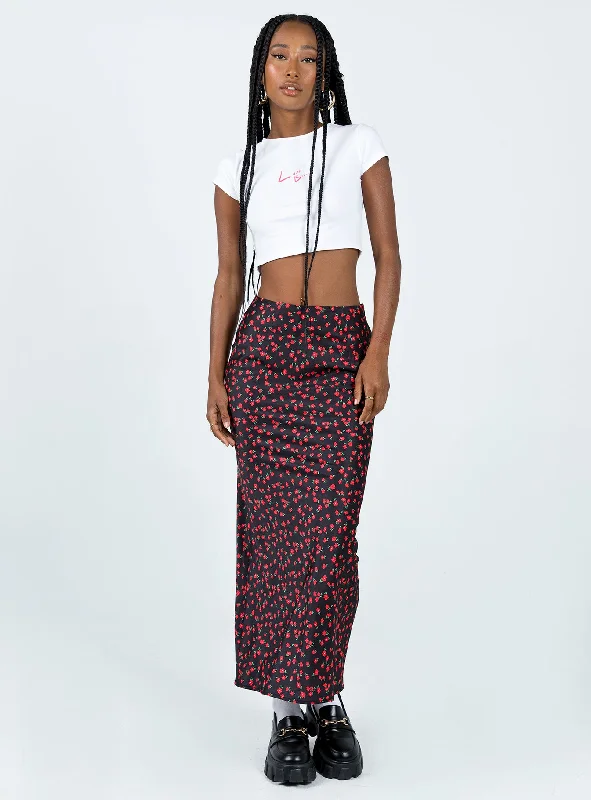 Jodie Maxi Skirt Black Floral