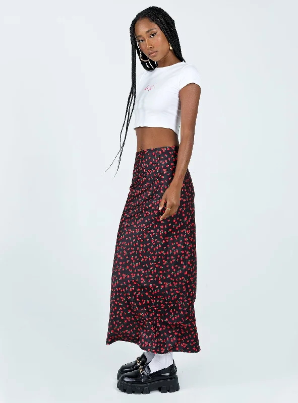 Jodie Maxi Skirt Black Floral