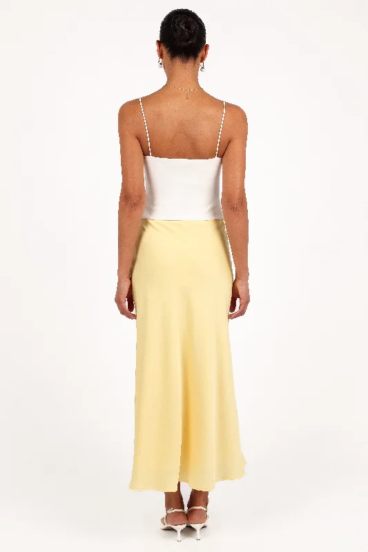 Nellie Satin Midi Skirt - Honeysuckle Yellow