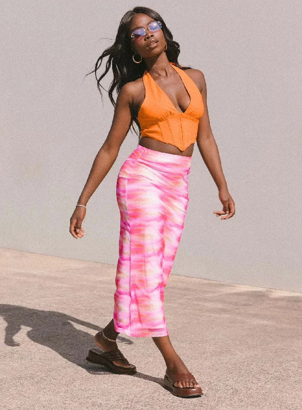 Sunset Trip Midi Skirt Pink