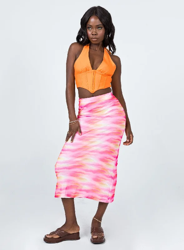 Sunset Trip Midi Skirt Pink