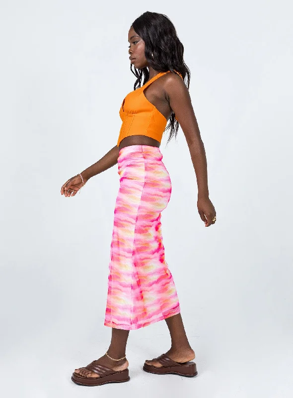 Sunset Trip Midi Skirt Pink