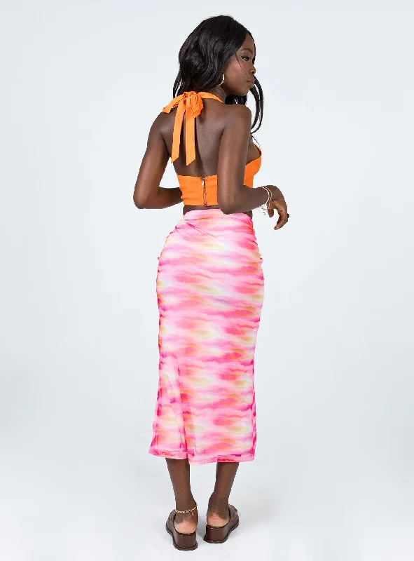 Sunset Trip Midi Skirt Pink