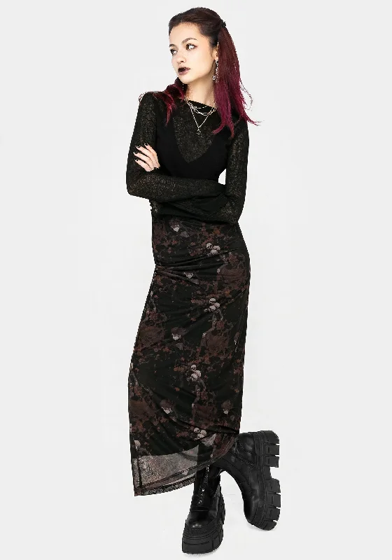 Underworld Printed Mesh Maxi Skirt