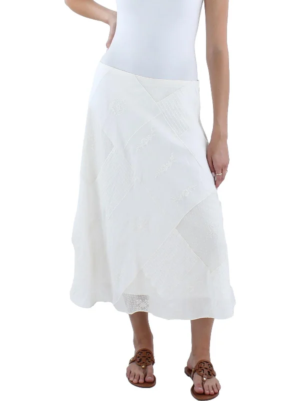 Womens Patchwork Gauze A-Line Skirt