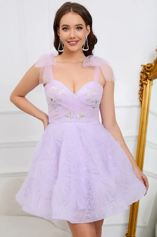 Invitation - Only SaleA-Line Spaghetti Straps Light Purple Short Party Dress