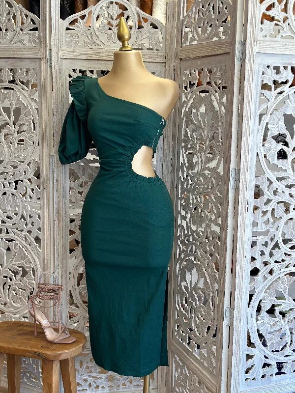 Secret SaleGreen Cutout Ruffle Dress