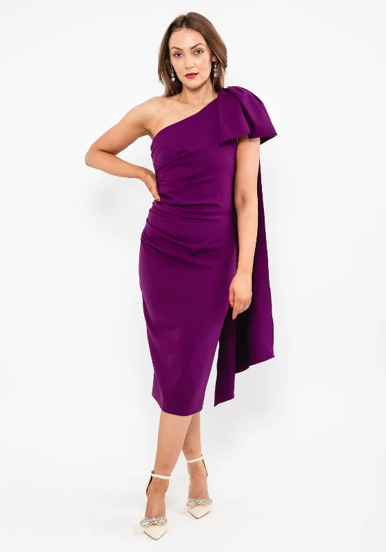 Weekly DealsKevan Jon Krystle Midi One-Shoulder Dress, Purple