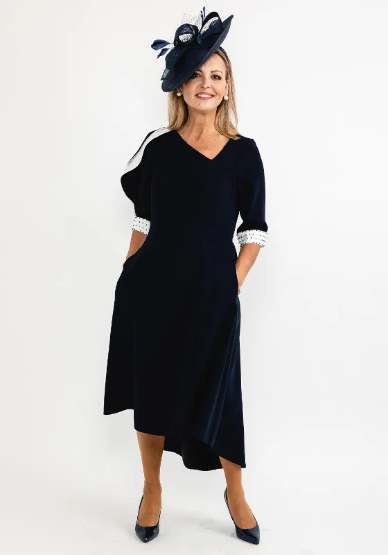 Stock ClearanceLizabella Contrast Shoulder Dipped Hem Dress, Navy