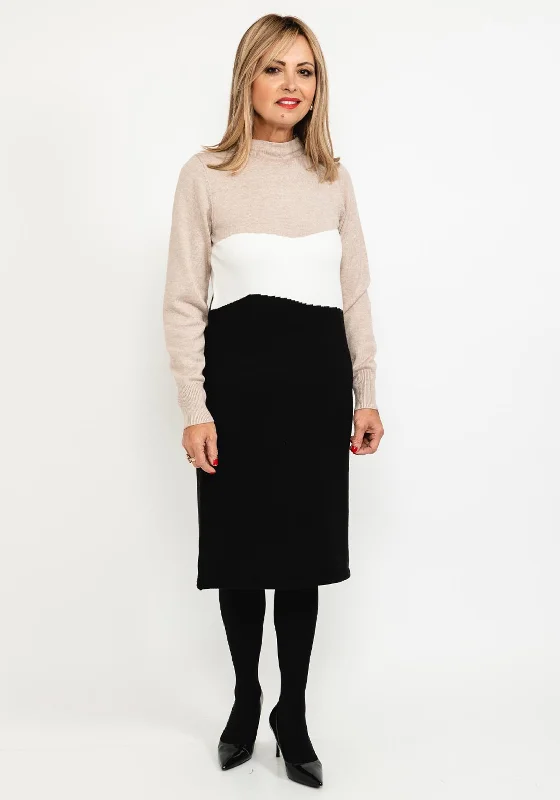 Limited StockMicha Colour Block Fine Knit Dress, Neutral