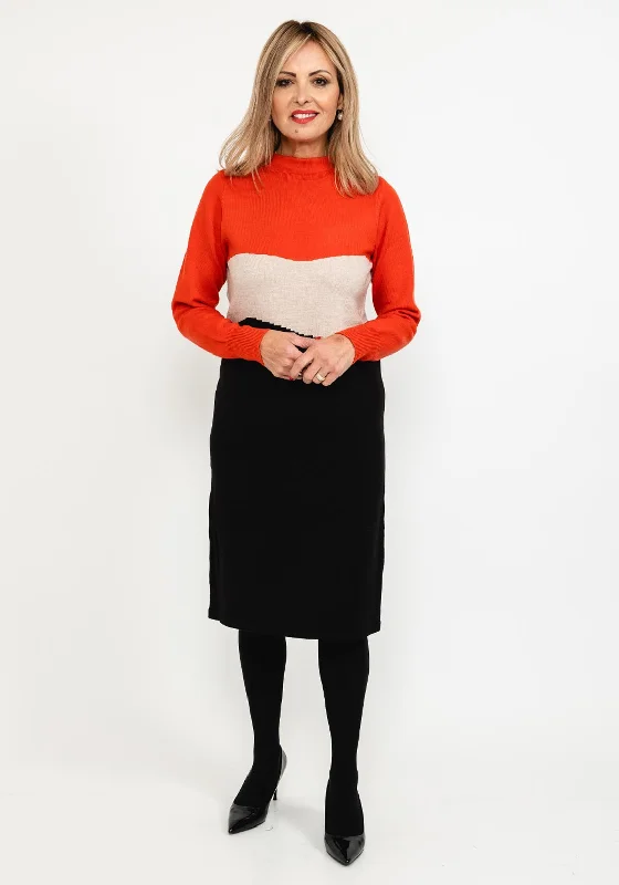 Fall SaleMicha Colour Block Fine Knit Dress, Orange Multi