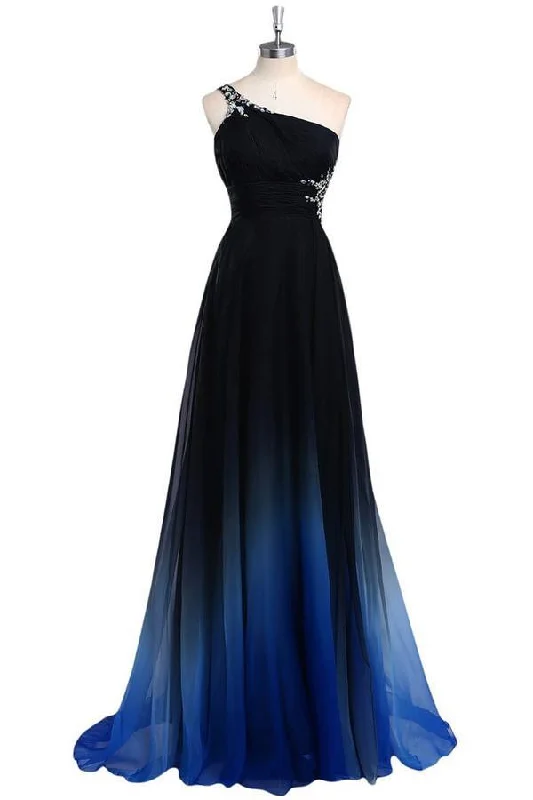 Seasonal SaleOne Shoulder Chiffon Prom/Evening Dress With Beads PG 209