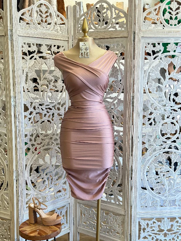 Discount OfferRose Gold Wrapped Scrunched Dress