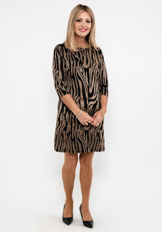 Invitation - Only SaleSeventy1 Tiger Print Mini Dress, Black & Gold