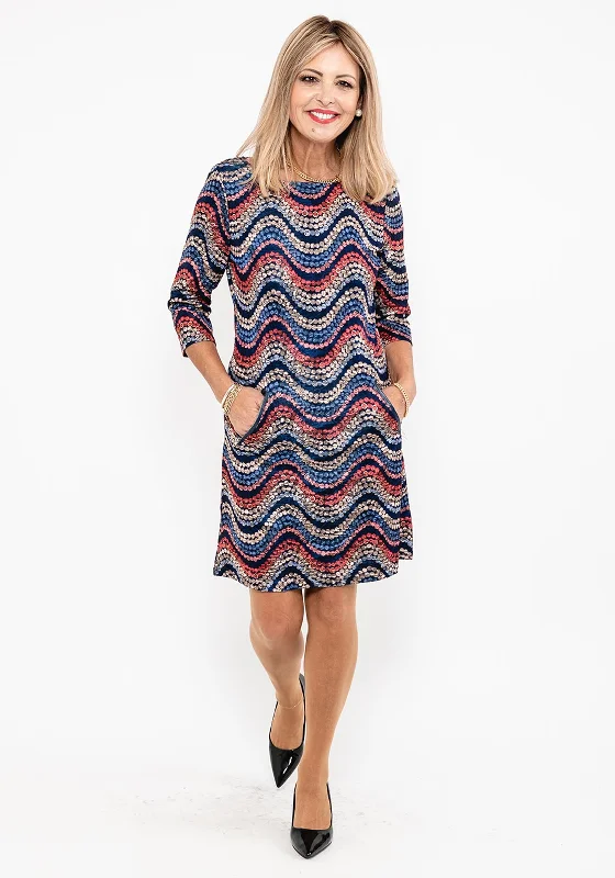 Closeout SaleSeventy1 Metallic Pattern Knit Mini Dress, Navy Multi