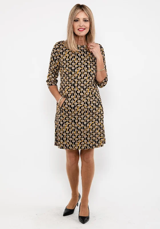 Value - for - MoneySeventy1 Circle & Swirl Print Mini Dress, Black & Yellow