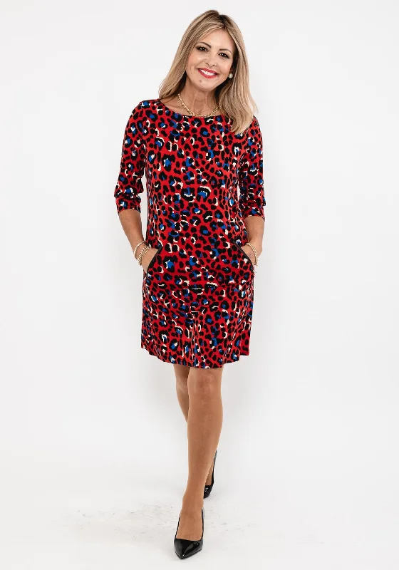 Volume DiscountSeventy1 Leopard Print Mini Dress, Red Multi