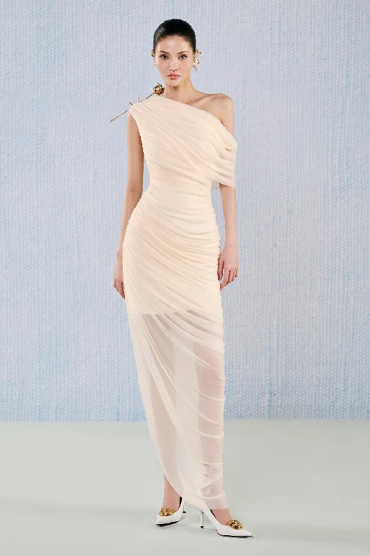 End - of - Season SaleTopaz Asymmetric Gathered Viscose Floor Length Dress