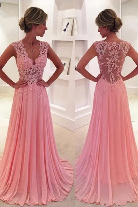 Group Buy DiscountV-Neck Court Train Pink Prom Dress/Evening Dress PG 239