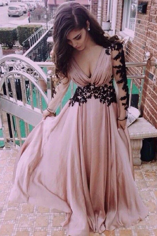 Economical ChoiceV-Neck Long Sleeve Lace Prom Dresses Evening Dresses PG 245