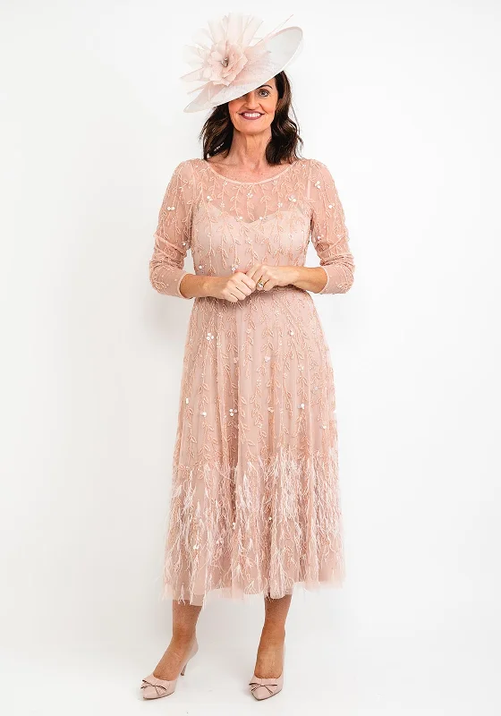 Cyber Monday SaleVeni Infantino Embellishment & Feather Maxi Dress, Blush