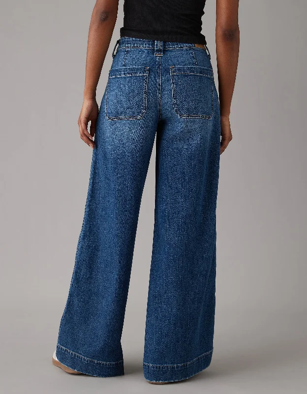 Daily DealsAE AE Dreamy Drape Stretch Baggy Ultra Wide-Leg Super High-Waisted Jean