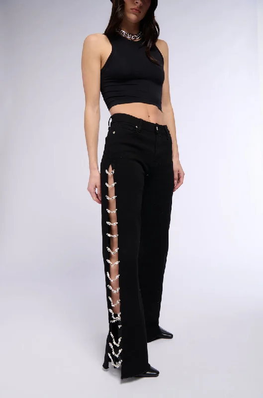 Hidden DiscountCOVERED IN DIAMONDS RELAXED JEANS IN BLACK