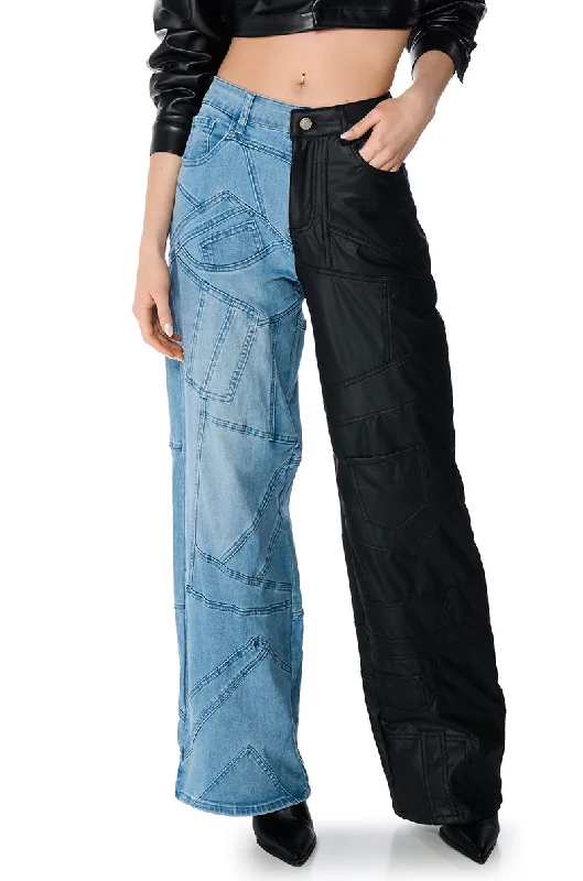 Warehouse SaleEXTREME STRETCH PATCHWORK WIDE LEG JEANS